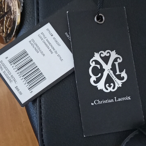 Christian Lacroix Lucie Camera Black bag gold accents New - Picture 3 of 6